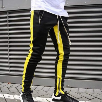 Casual Men's Sweatpant Trouser Black + Yellow