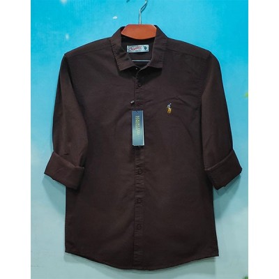 Men's Solid Colour Color Shirt (coffee)