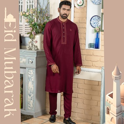 Premium Quality Panjabi Pajama Set (Maroon)