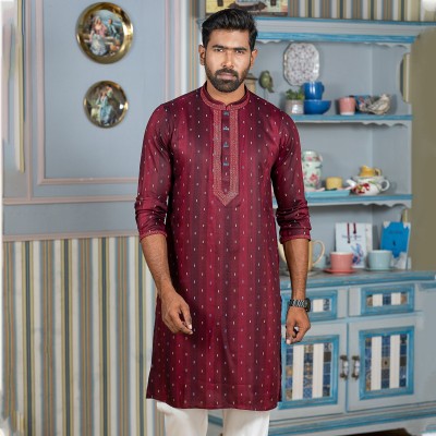 Premium Quality Panjabi-Export Cotton (Maroon)