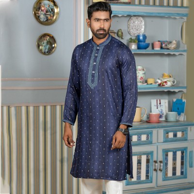 Premium Quality Panjabi-Export Cotton (Navy Blue)