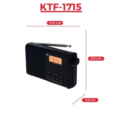 KTF-1715 Bluetooth, TF Card & FM/MW/SW 3 Bands Radio & Clock Supported Digital Display Speaker