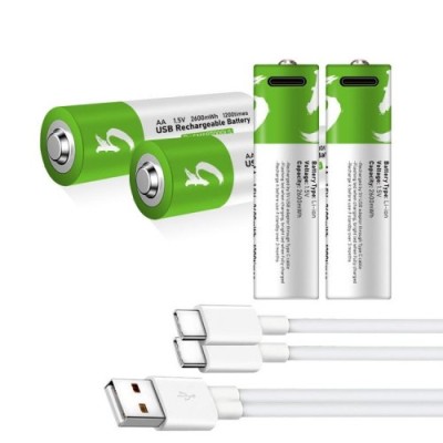 [Original] USB Type-C Fast Charging Rechargeable Battery AA  1.5V (4 piece Battery)