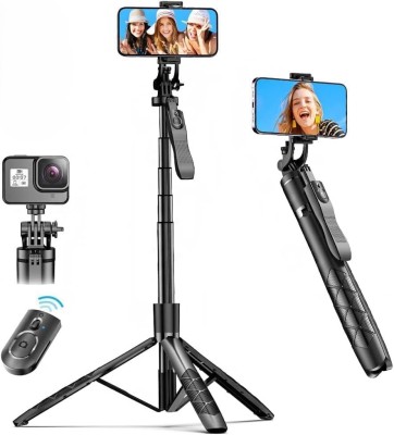 {K-28}Long Video Stand Cum Selfie Stick Tripod with Remote - 360° Rotation Phone Stand with Wireless Remote Control,  without light