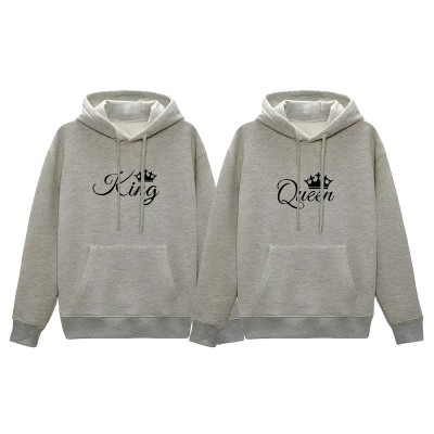 Comfortable Winter (King & Queen-Gray) Couple Hoodie