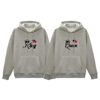 Comfortable Winter (King & Queen-Gray) Couple Hoodie