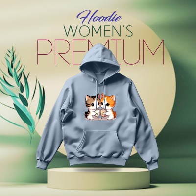 Premium Comfortable (Cat Couple-Sky) Ladies winter hoodie