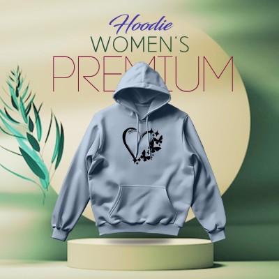 Premium Comfortable (Love Butterflies-Sky) Ladies winter hoodie