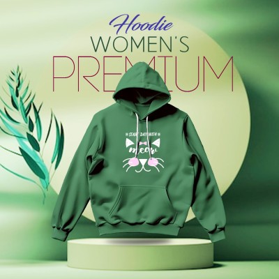 Premium Comfortable (Meow-Green) Ladies winter hoodie