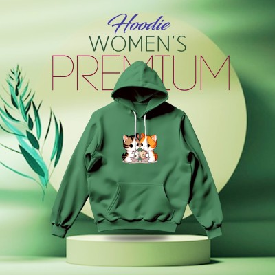 Premium Comfortable (Cat Couple-Green) Ladies winter hoodie