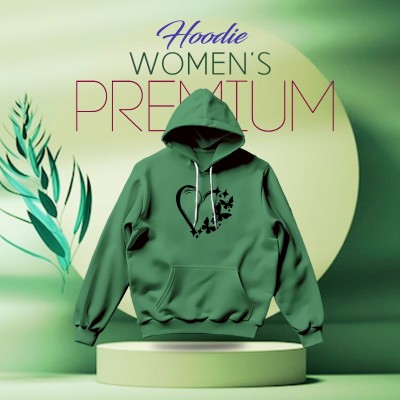 Premium Comfortable (Love Butterflies-Green) Ladies winter hoodie