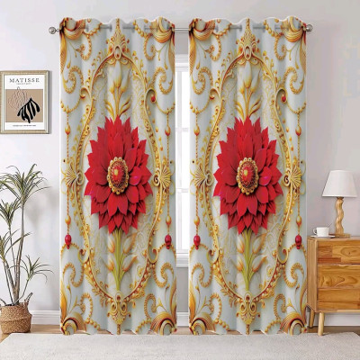 2 Piece 3D Print Premium curtain