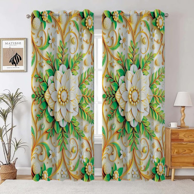 2 Piece 3D Print Premium curtain