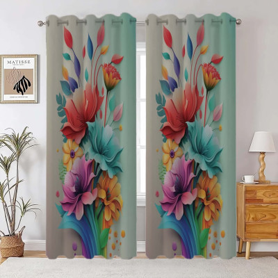 2 Piece 3D Print Premium curtain