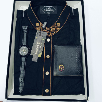 Cotton  Punjabi + Premium Watch +Wallet Combo Pack