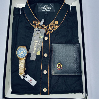 Cotton  Punjabi + Premium Watch +Wallet Combo Pack