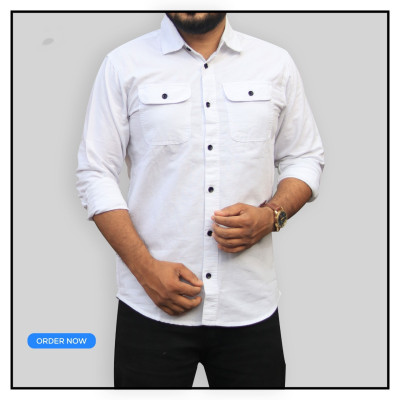 Double Pocket  shirt for men (white)