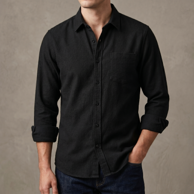 Men's Solid Colour Color Shirt(black)