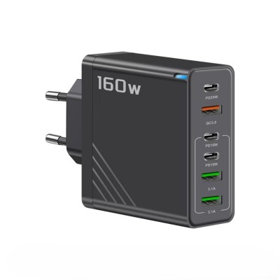 160W Super Fast Multi-Port GaN Charger with 6-in-1 Power Delivery