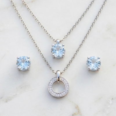 Necklace With Matching Radiant Crystal Stud Earrings.