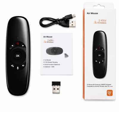 Wireless Air Mouse with Dual-Sided QWERTY Keyboard & Gyroscope