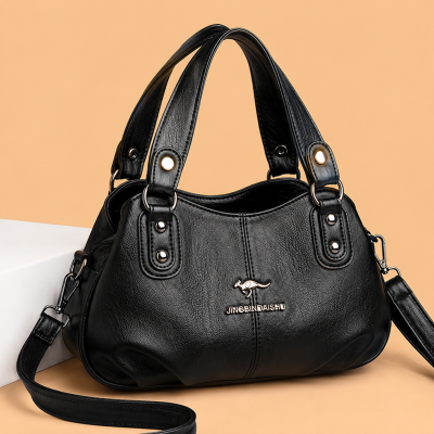 Premium Multi-Compartment Designer Handbag - Black