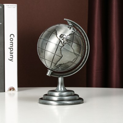 Golden 3D Rotating World Map Globe Decoration Showpiece – Modern Metal Gold Wash Finish Tabletop Ornament, Aesthetic Home & Office Decor, Luxury Travel Gift & Photography Prop