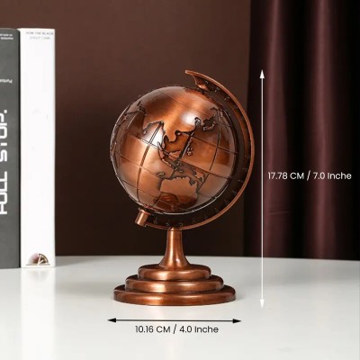 3D Rotating World Map Globe & Metal Eiffel Tower Showpiece Combo Set – Bronze & Gold Wash Finish, Elegant Tabletop Home & Office Decor, Luxury Travel Gift & Photoshoot Prop