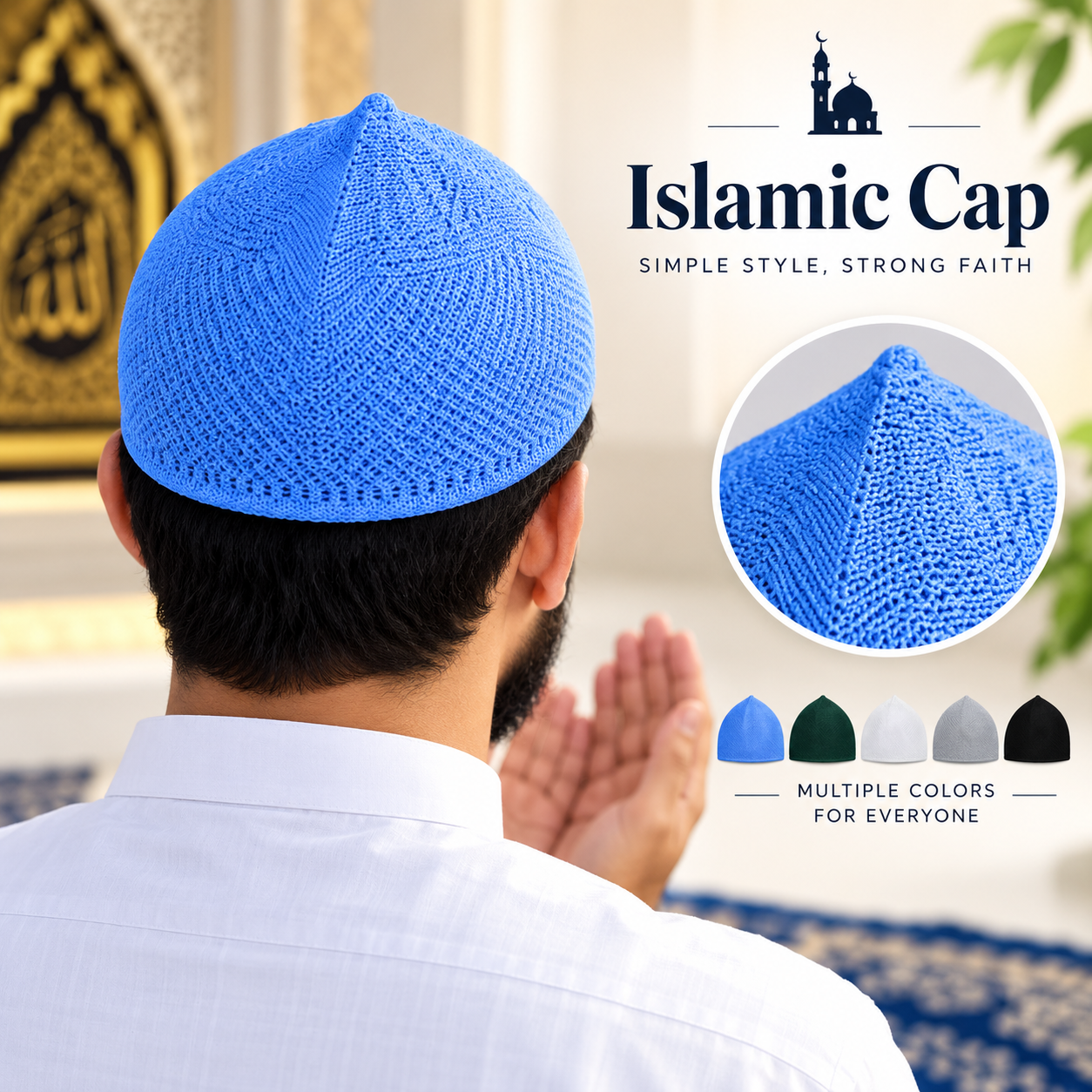 Soft Cotton Turkish Iqra Tupi for Men – Lightweight Breathable One Size Fits All Islamic Prayer Cap (1 Pcs) with Classic Elegance & Comfortable Daily Wear Design