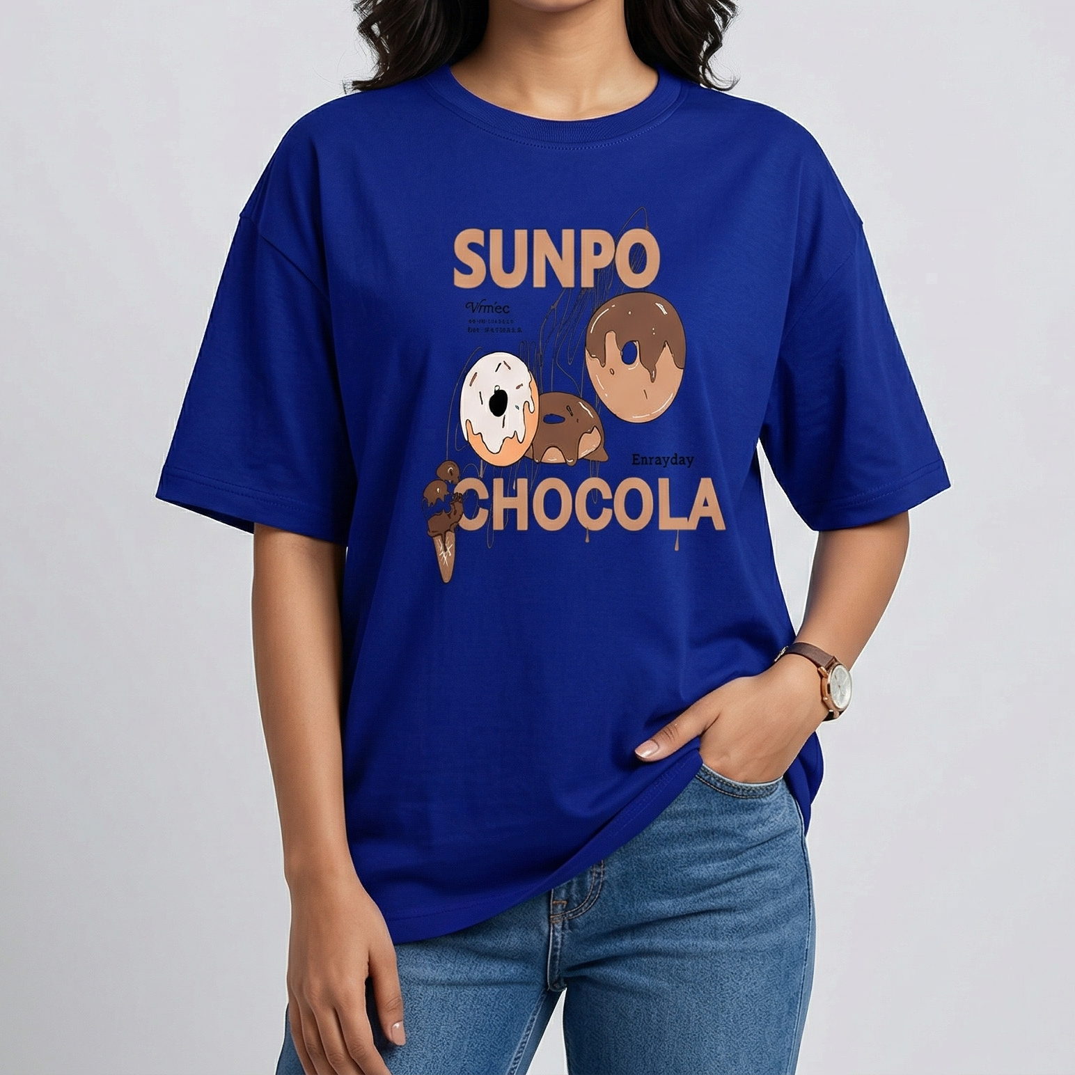 Drop shoulder T-shirt for Women (Blue)