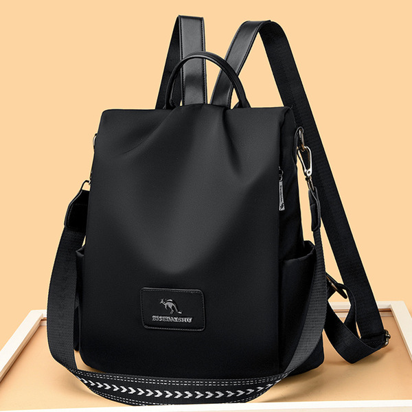 New Texture Oxford Cloth Women’s Backpack (Black) – Stylish Soft Casual Travel Daypack with Ample Storage, Comfortable Design & Secure Zipper Capacity (33x27x15 cm)
