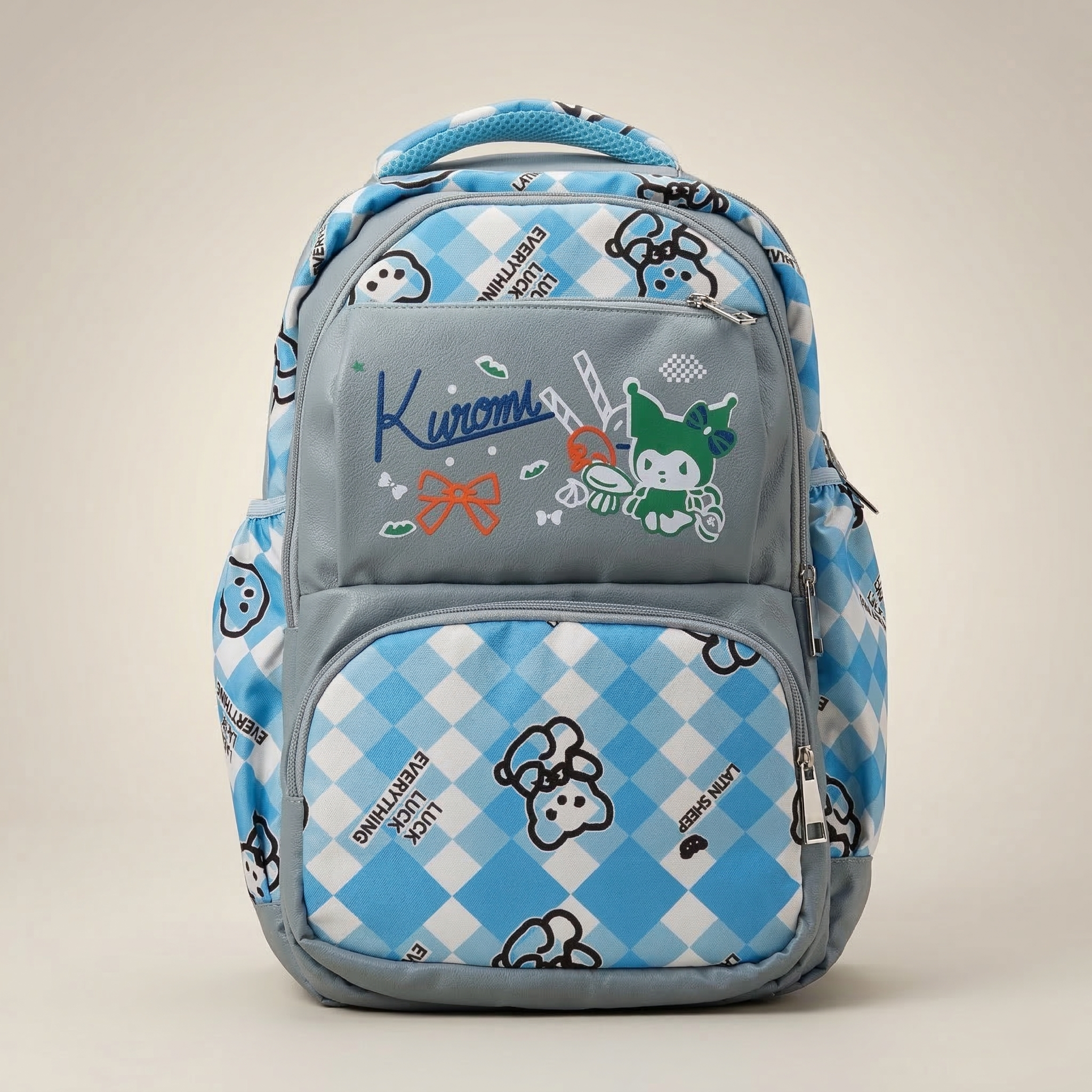 Premium Quality Kuromi Themed Stylish School Backpack – Durable Nylon Waterproof Kids Bookbag with Multiple Zipper Pockets & Ergonomic Padded Straps for Primary & High School Students