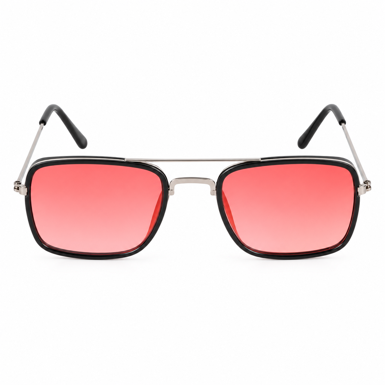 UV Protection Rectangular Sunglasses for Men & Women – Free Size Bold Red Frame Sun Glasses with Full Sun Protection & Stylish Casual Eyewear Design