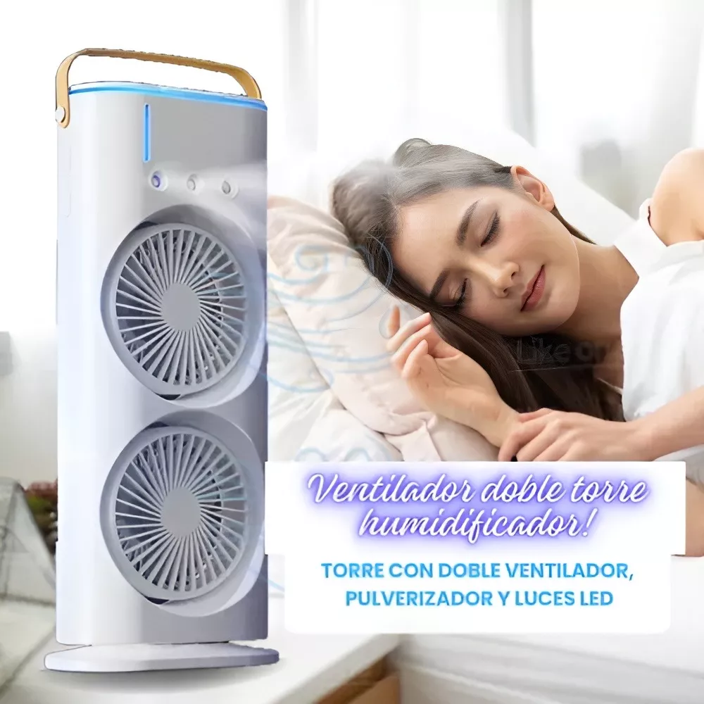 FADIUMS Rechargeable Portable Double-Ended Spray Fan with Humidifier – 600ml Water Tank, 3-Speed Cooling Fan, Built-in Multi-Color LED & USB Type-C Desktop Fan