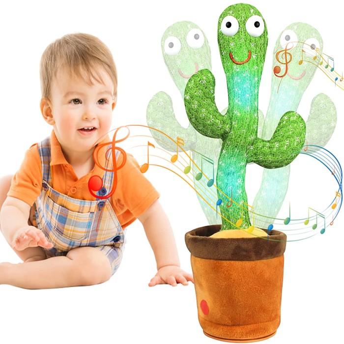 HelloKimi Singing & Dancing Cactus Plush Toy – Rechargeable Interactive Electronic Toy with 120 Songs, Wiggling & Copying Features, Safe PP Cotton Soft Doll, Perfect Kids Educational & Party Gift (32cm)