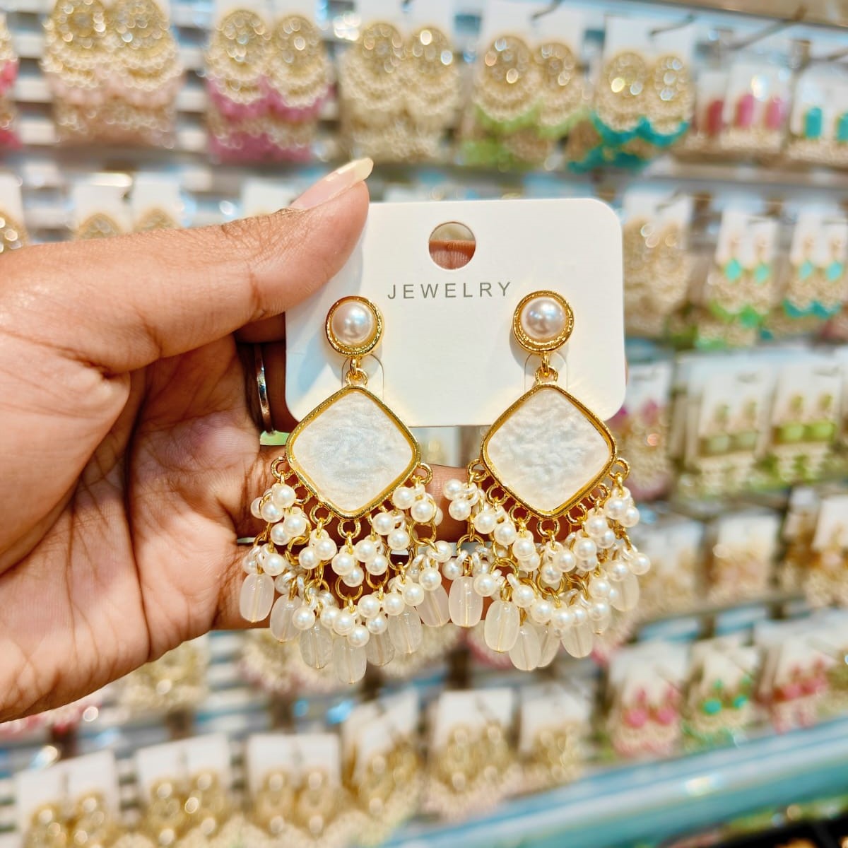 Elegant Off-White Pearl Statement Earrings