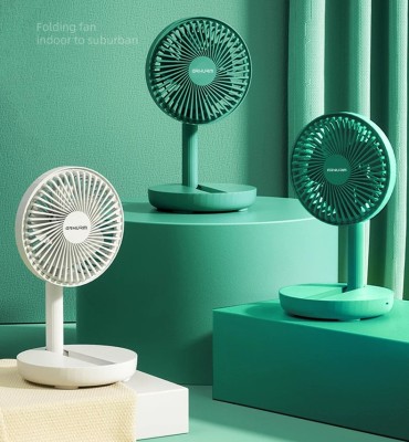 HCZ21 5-Inch Rechargeable Folding Fan (Green) – Portable Telescopic Desk Fan with 2000mAh Battery, 1.5-4 Hours Backup, Micro USB Charging & Compact Design