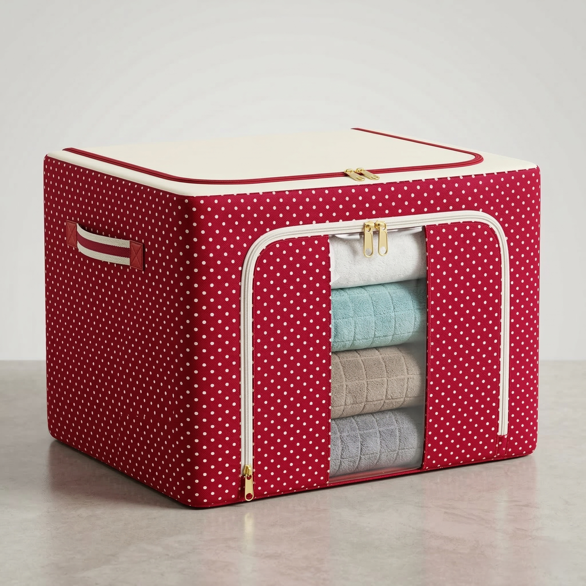 Premium Quality China Storage Bag with Sturdy Metal Frame – Foldable Clear Window Fabric Organizer Box with Dual Zippers for Wardrobe, Closet & Seasonal Clothes Protection