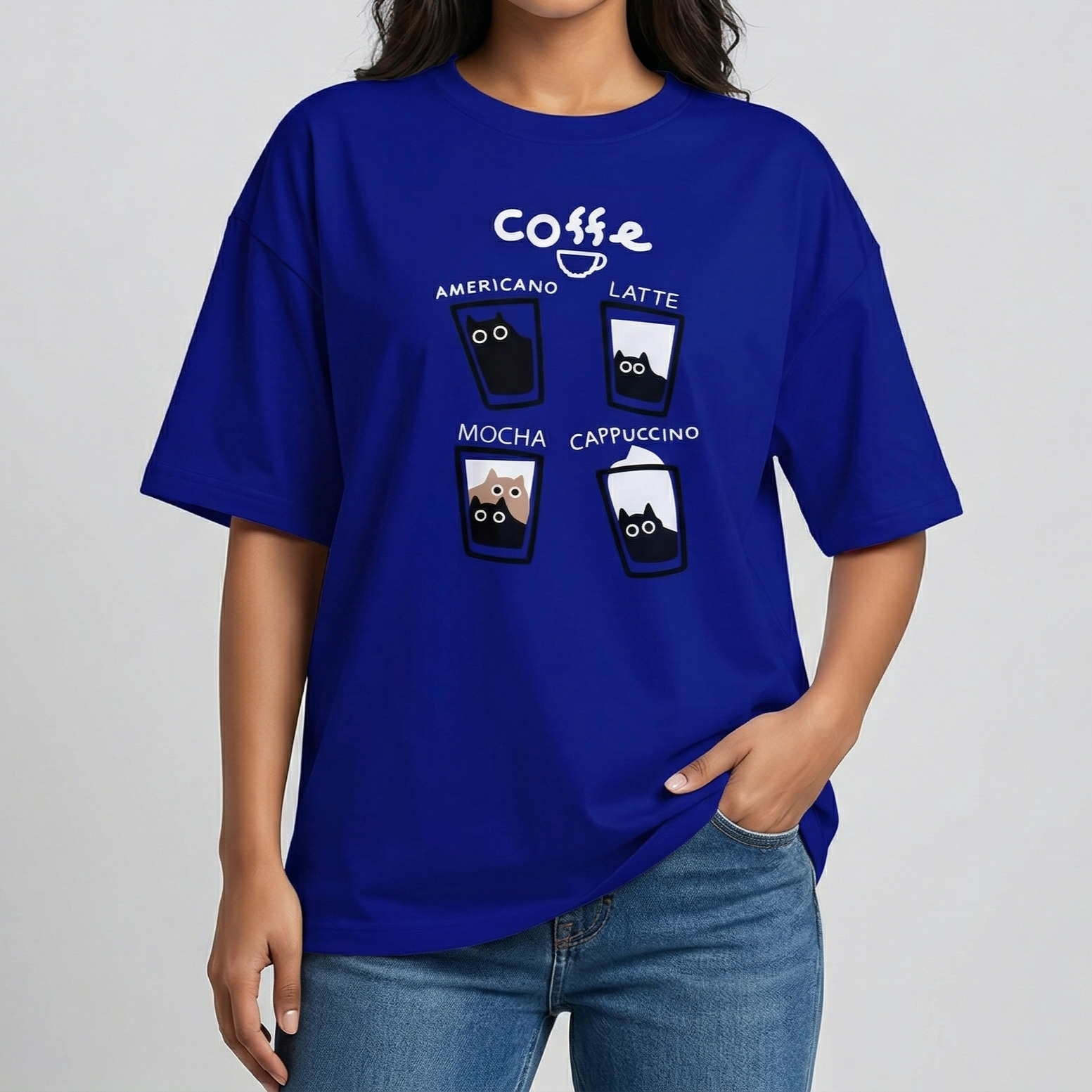 Drop shoulder T-shirt for Women (Blue)