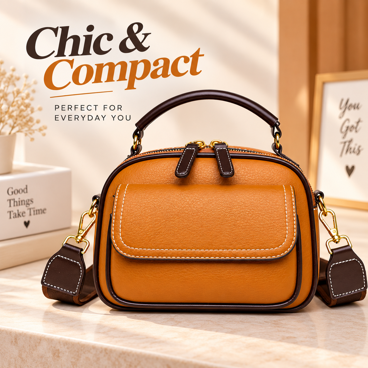 Women's Soft PU Leather Small Shoulder Bag & Tote – Stylish Fashion Crossbody Handbag with Zipper & Open Closure for Daily Use & Travel