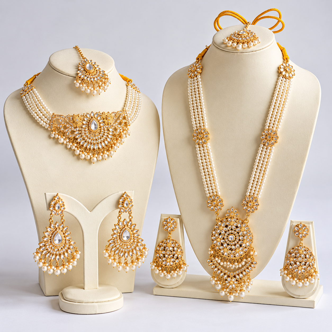 Royal Kundan & Pearl Complete Bridal Jewelry Set - Image 2