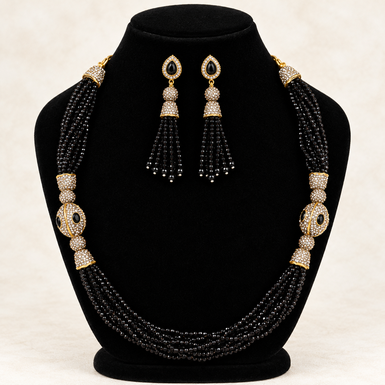 Premium Turkish Crystal and Antique Ball Necklace Set