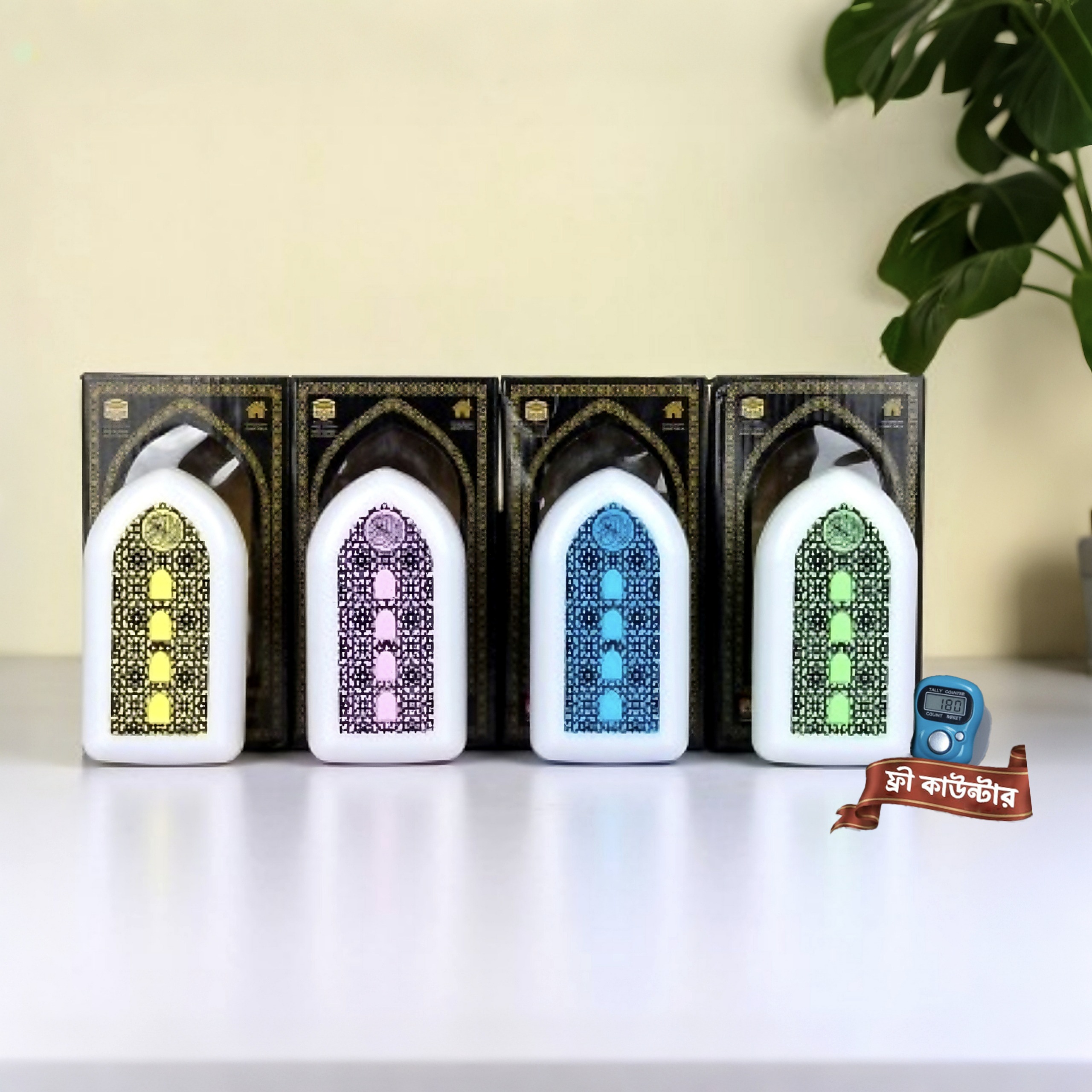 Exclusive Plug-In Illuminated Quran & Hadith Speaker with Counter – 220V Direct Wall Socket Islamic Audio Device Featuring 64 Surahs, Ruqyah, Zikir, Adjustable Volume & Night Dream Light for Home Blessings