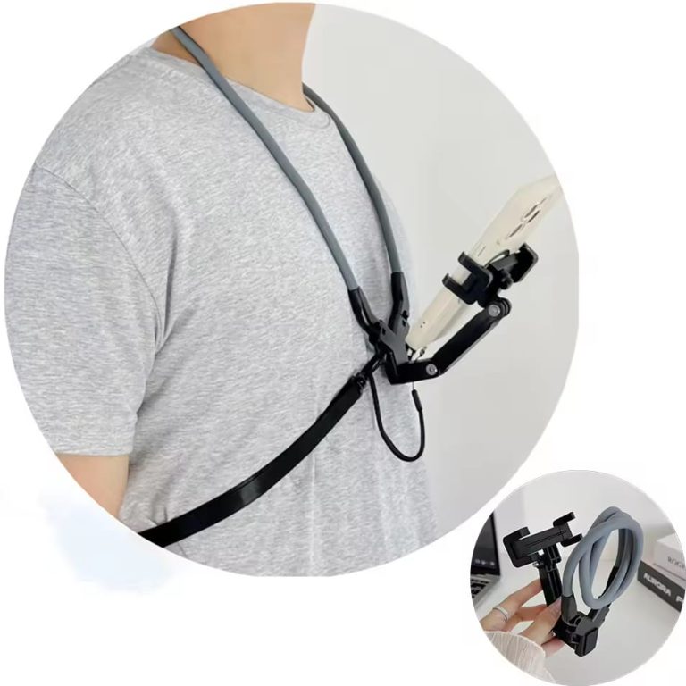 Hands-Free Magnetic & Flexible Neck Phone Holder Mount – 180° Adjustable POV Vlogging Bracket for Bike Riding, Unboxing, Cooking & Travel Recording