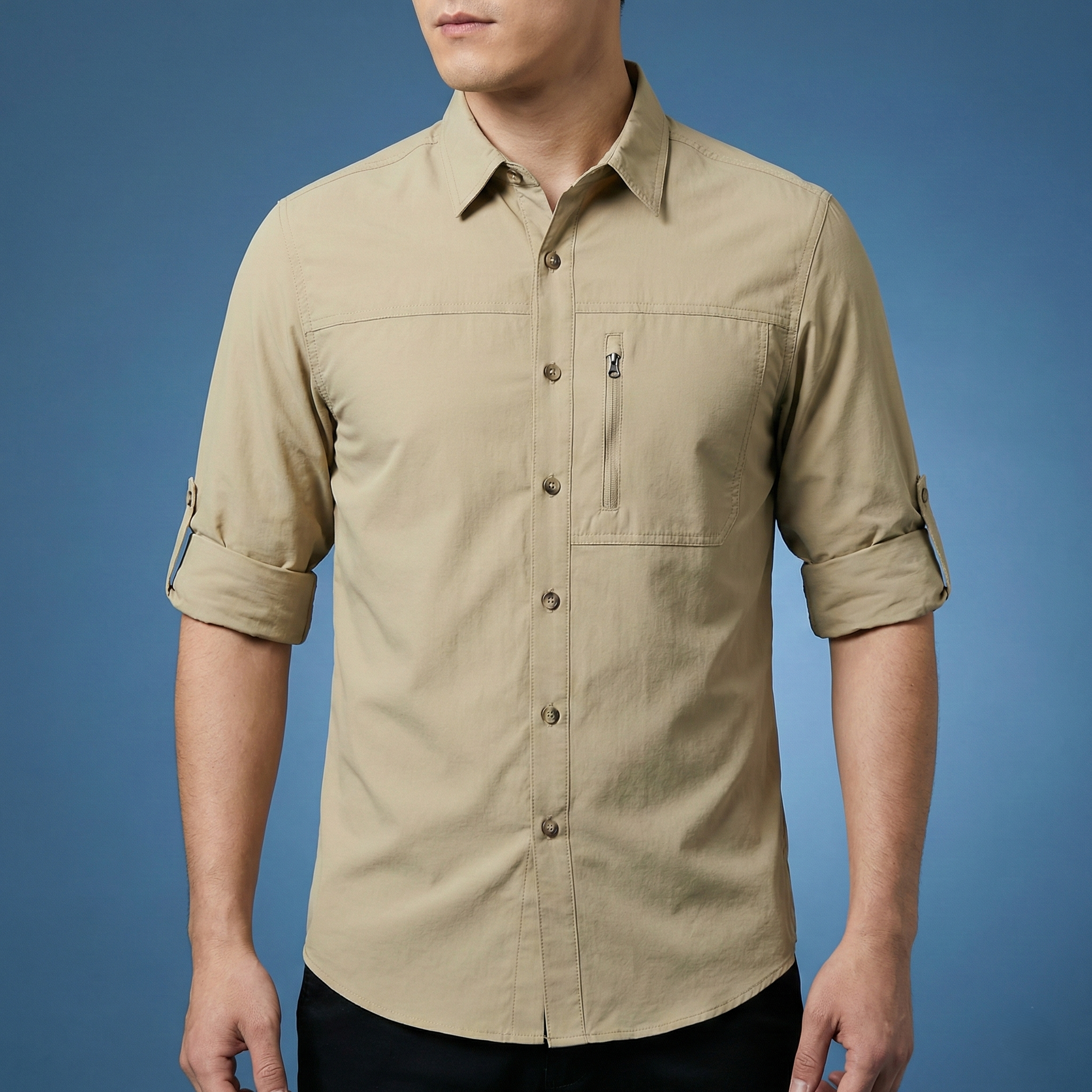 Kaiser Cotton Stylish Full Sleeve Shirt (Khaki)