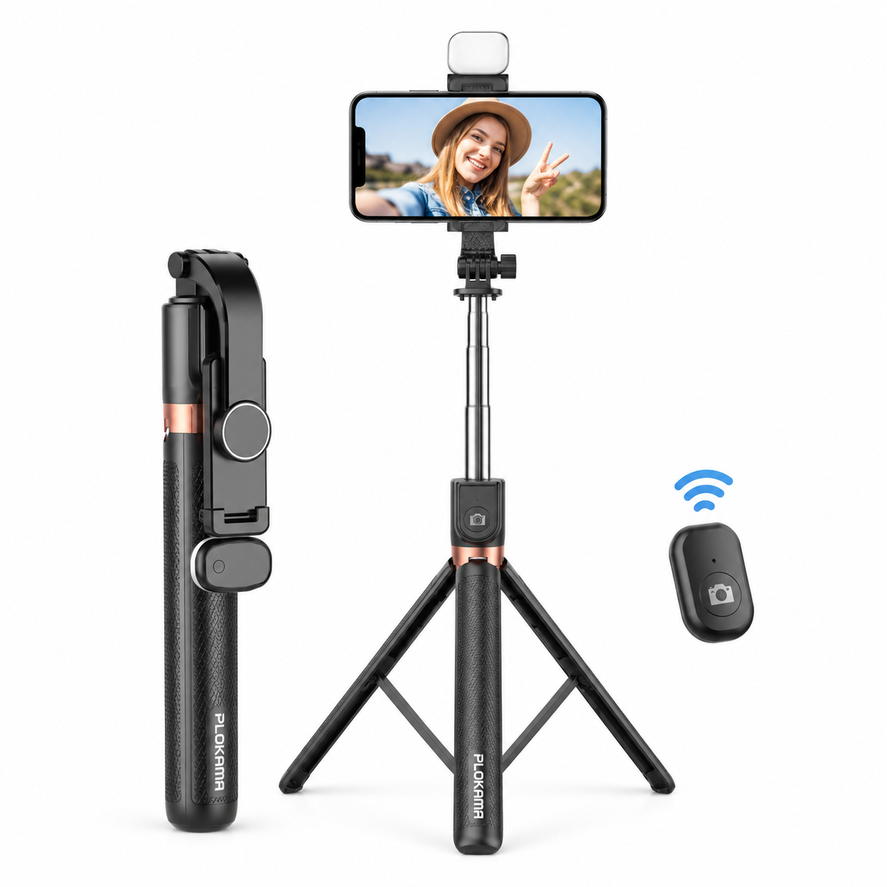 LIVE-K9 LED Selfie Stick & Live Broadcast Stand – 3-in-1 Extendable Tripod with Rechargeable Fill Light, 360° Rotation & Bluetooth Remote for Vlogging & Streaming