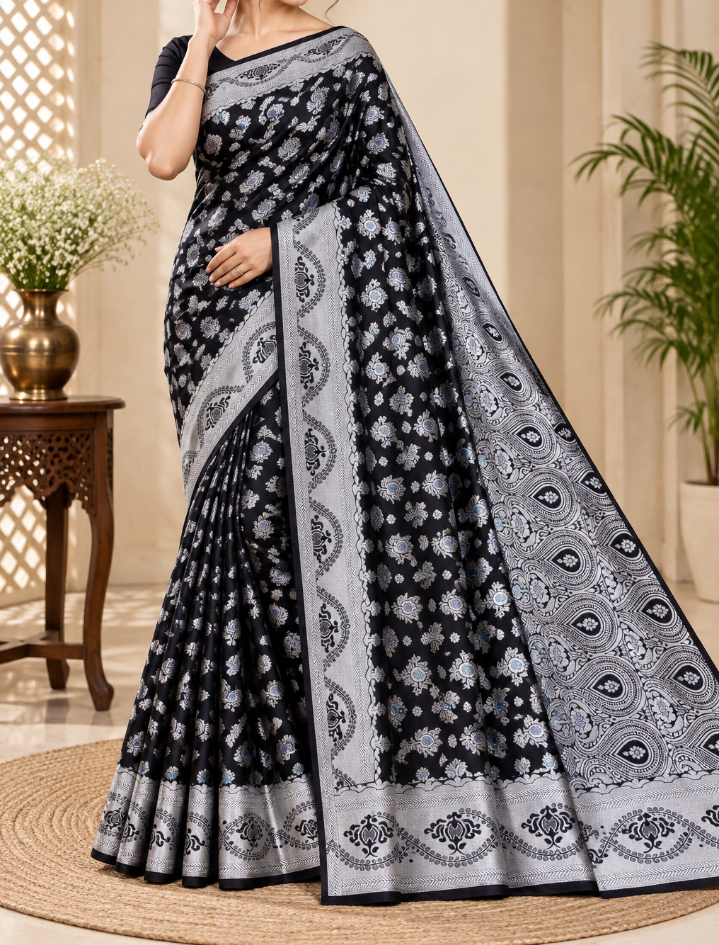 Premium Silk Katan Saree – Exclusive Design (Multiple Colors Available)