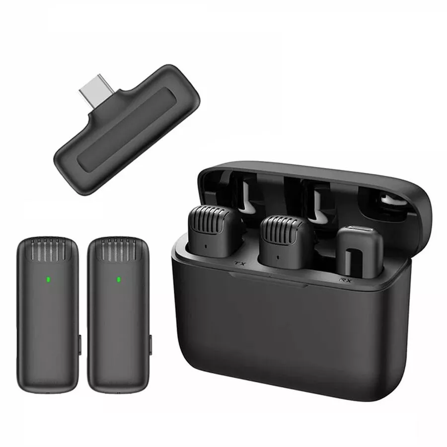 J13 Wireless Lavalier Microphone with Charging Case (Type-C) – Plug & Play, 3-Step Noise Cancellation, 20M Range, Clear Timbre Audio for Vlogging, Podcasting & Interviews