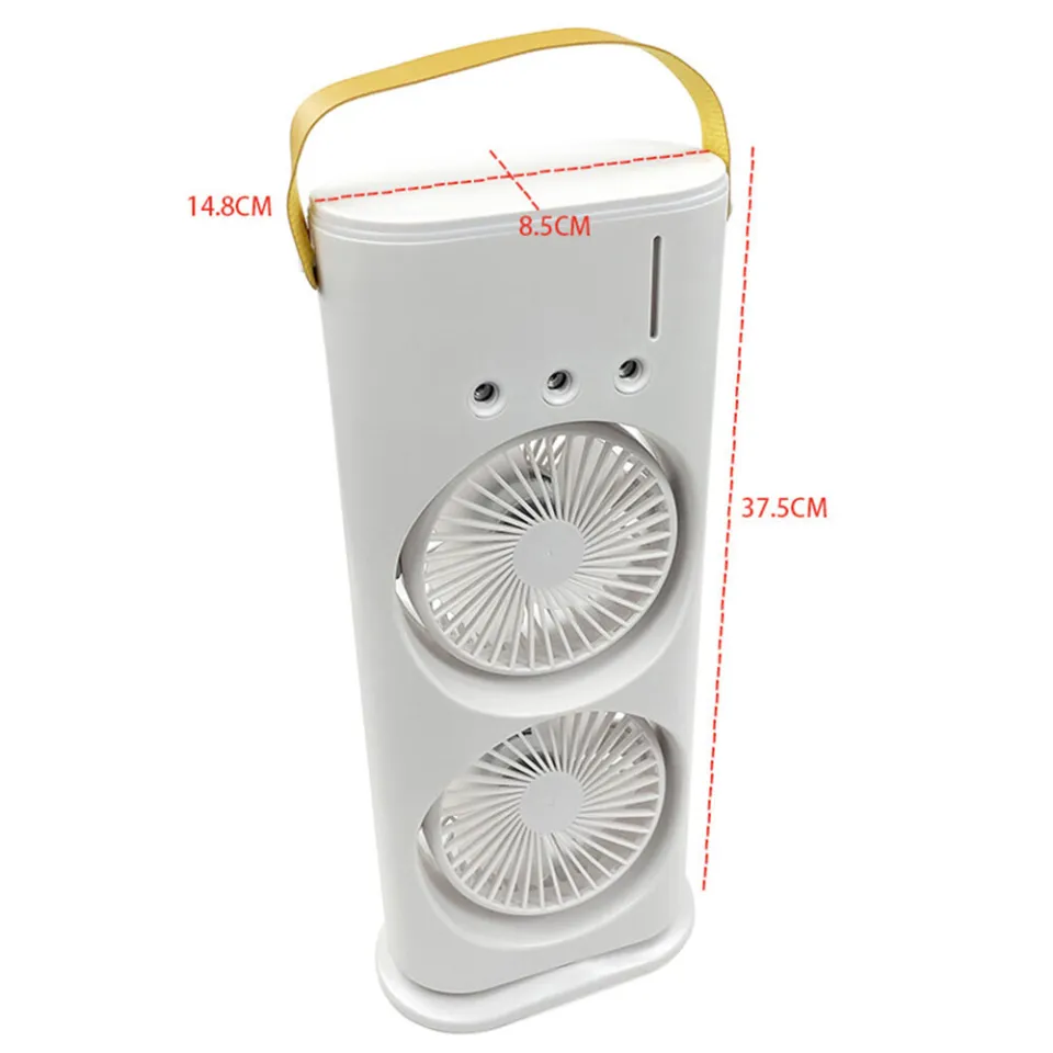 FADIUMS Portable Double-Ended Spray Fan with Humidifier – 600ml Water Tank, 3-Speed Cooling Fan, Built-in Multi-Color LED & USB Type-C Desktop Cooling Fan