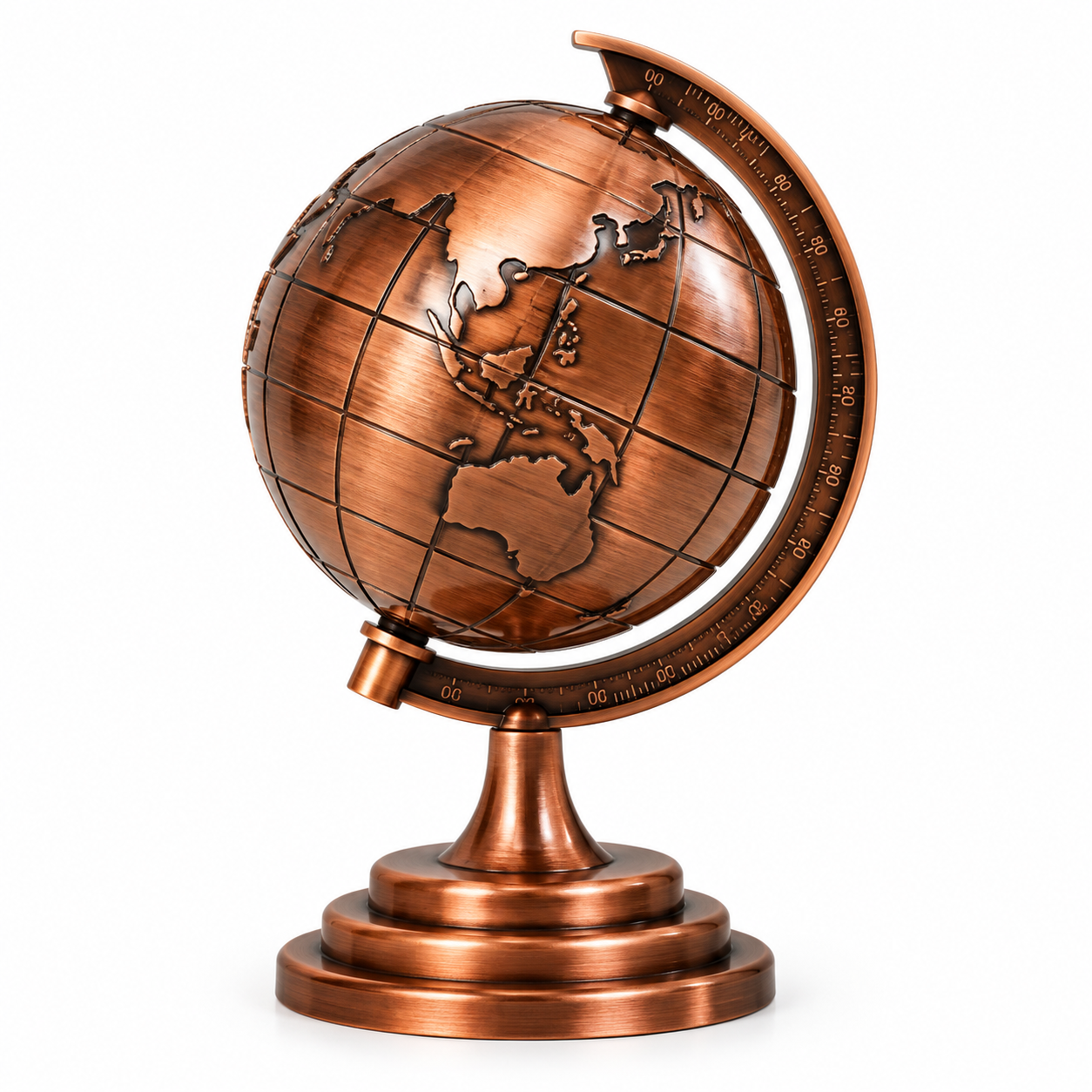 Golden 3D Rotating World Map Globe Decoration Showpiece – Modern Metal Gold Wash Finish Tabletop Ornament, Aesthetic Home & Office Decor, Luxury Travel Gift & Photography Prop